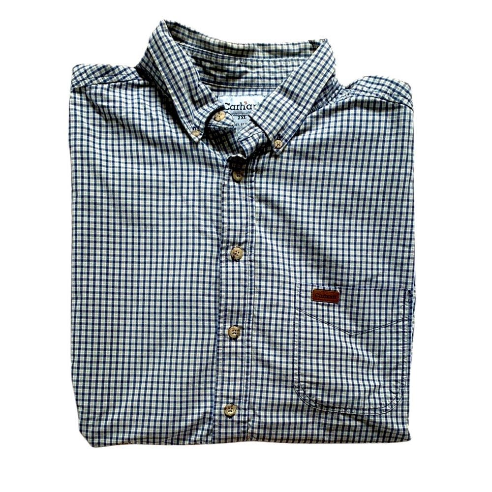 Carhartt Blue Casual Button Down Shirt with Checkered Pattern
Size XXL